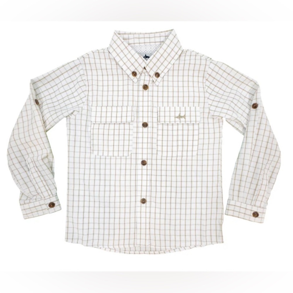 Boys Saltwater Boys Company Plaid Long Sleeve Fishing Shirt Size 18/20 EUC